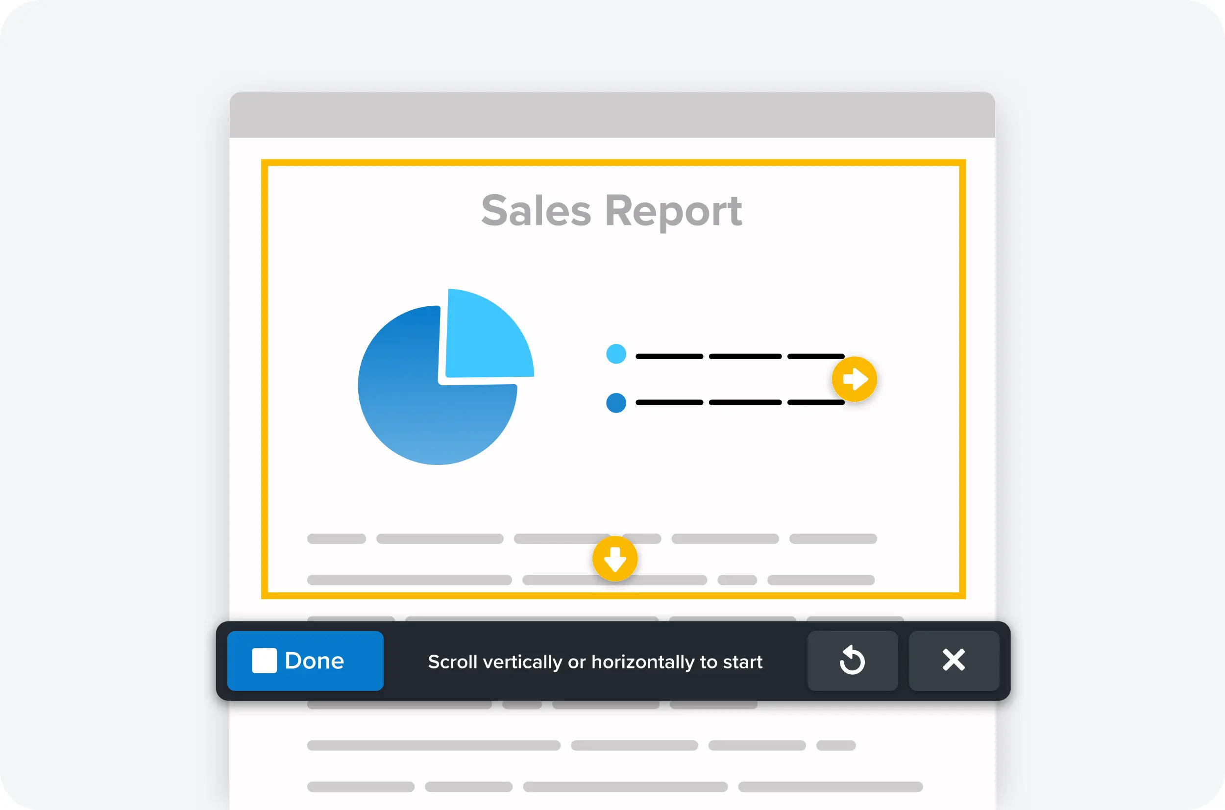 Scrolling screenshot of a sales report being taken with Snagit